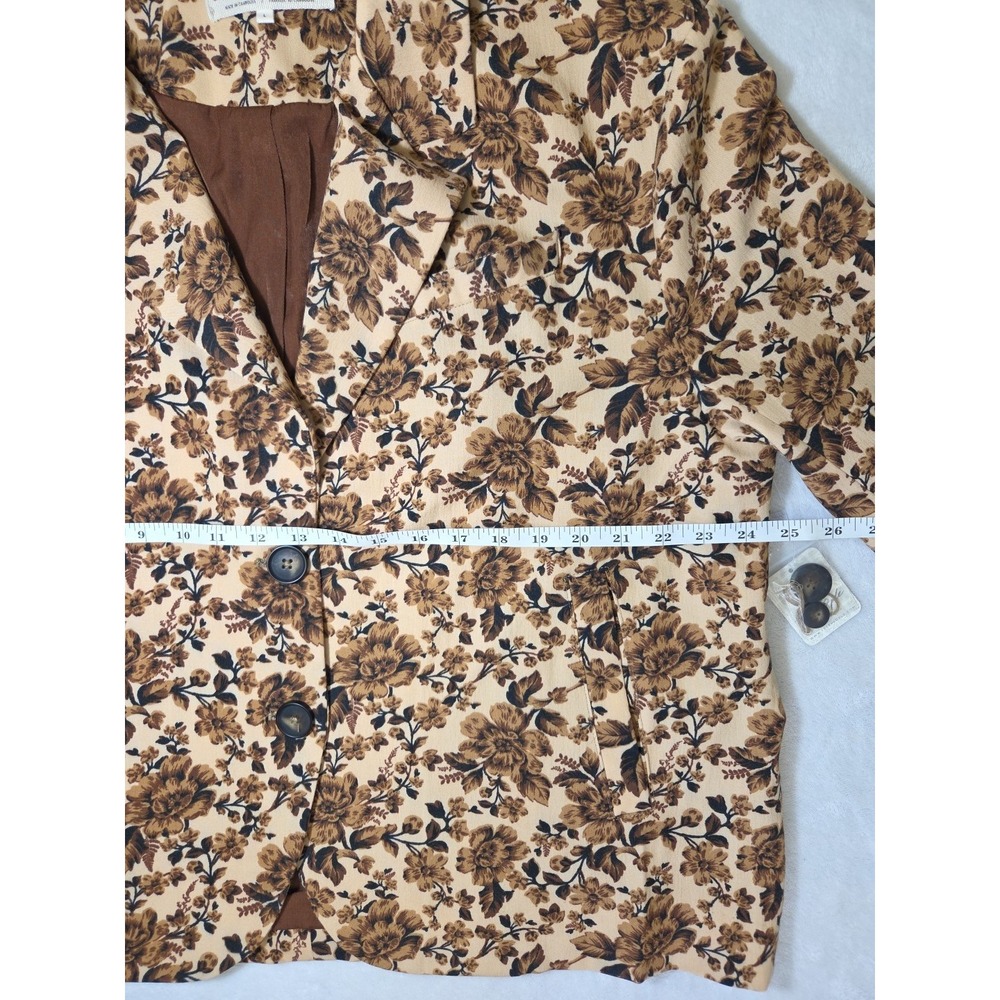 Free People Cali Floral Print Boxy Single Breasted Blazer Sand Sable Size L $168 - Picture 12 of 16
